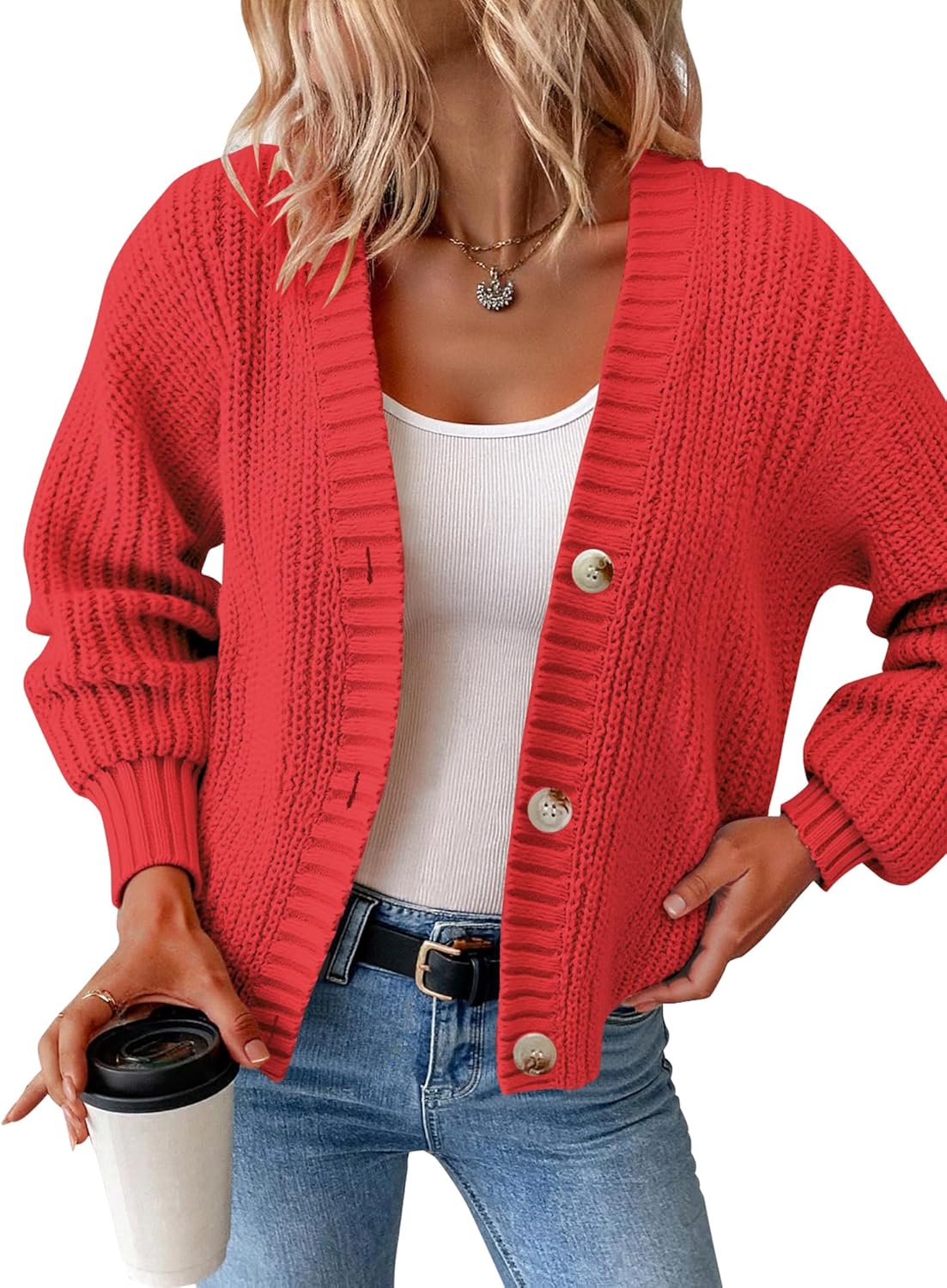 Womens Chunky Knit Cardigan for Cozy Fall Layering Style