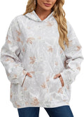 Camo Hoodie Oversized Fleece Maple Leaf Graphic Pullover - Cozy Fit is