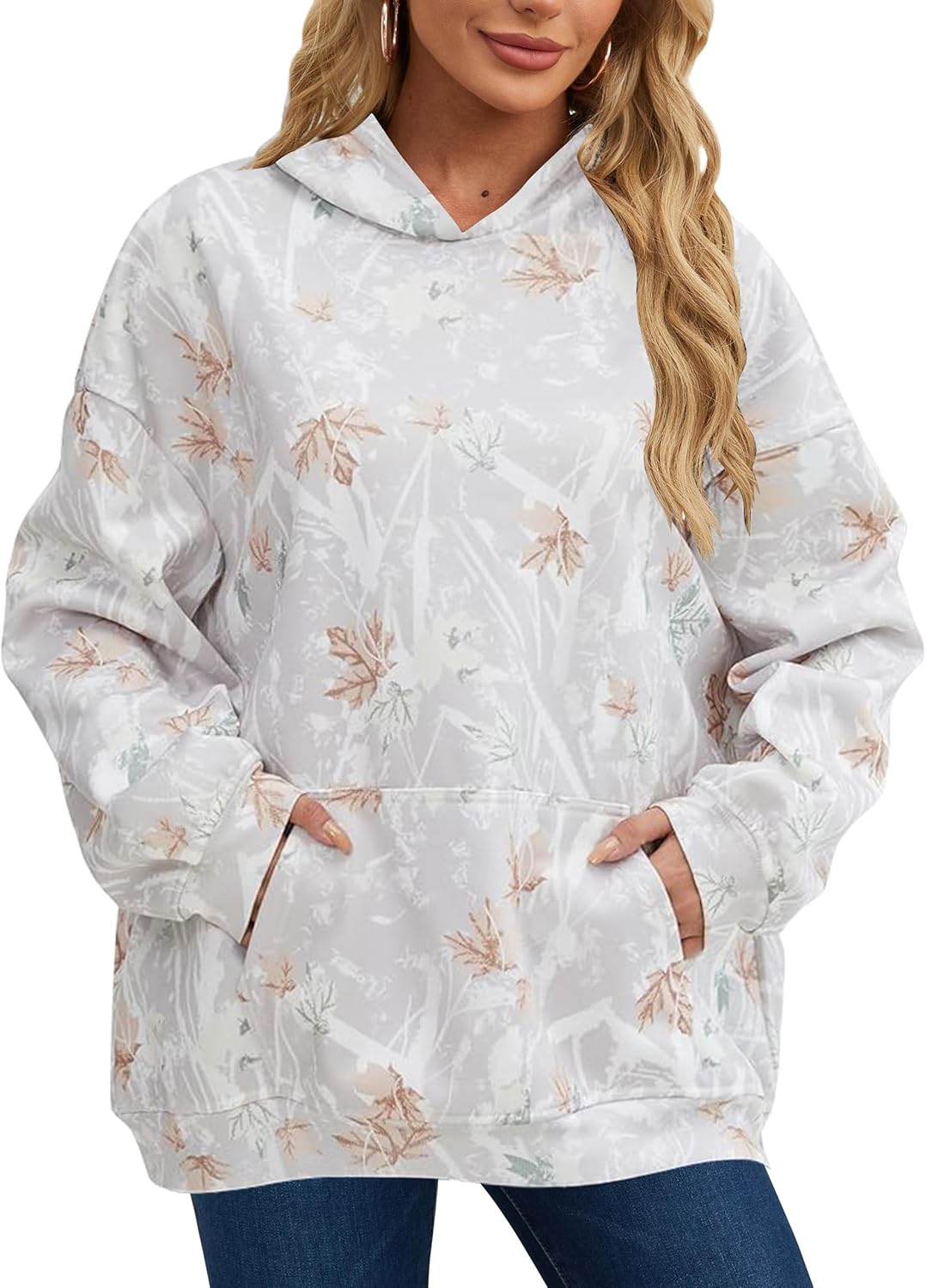 Camo Hoodie for Men Women Oversized Fleece with Pocket
