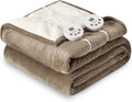 Heat Blanket Queen Size 84x90 Dual Control Light Brown - Soft Flannel