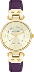 Anne Klein Women's Leather Strap Watch - Chic Champagne Dial