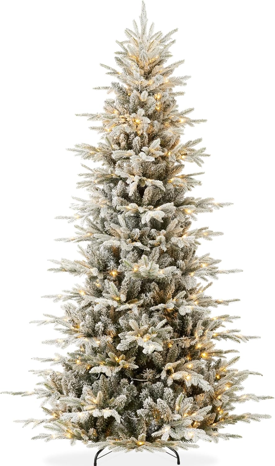 Lighted Aspen Christmas Tree - 6ft Flocked Artificial Noble Fir