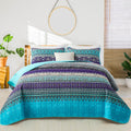 Boho Quilt King Size Blue Purple - Lightweight All-Season King Quilt