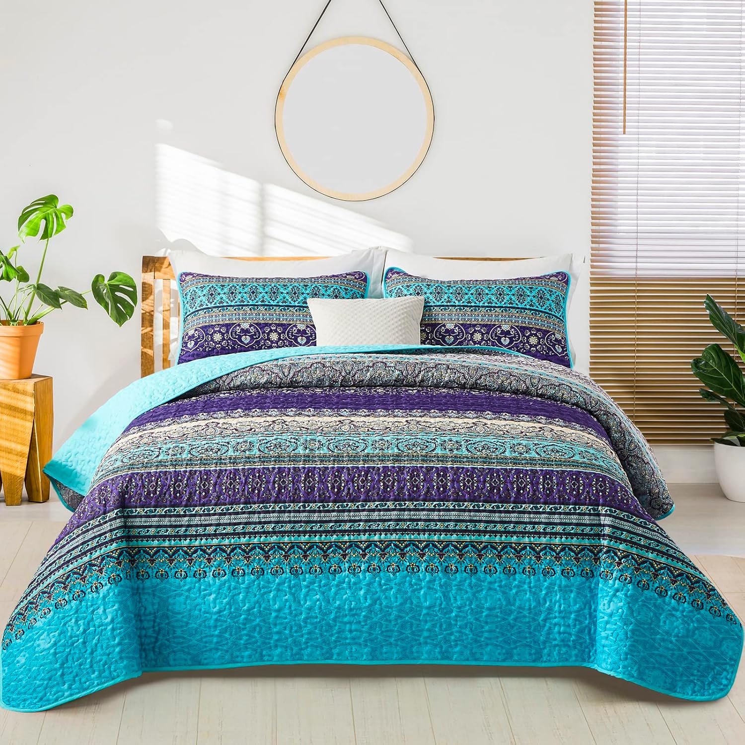 Boho Quilt King Size Set by WONGS BEDDING for All Seasons