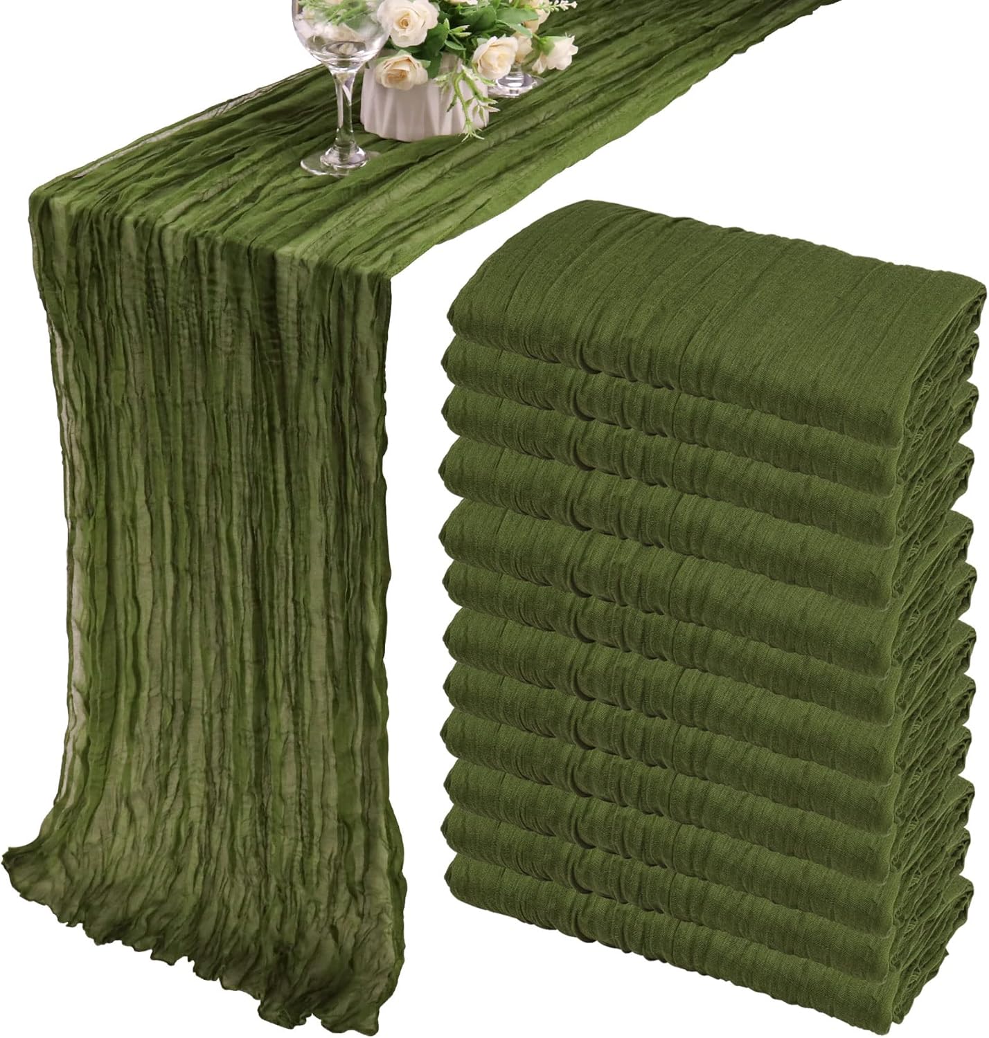12 Pack 10Ft Cheesecloth Table Runner for Elegant Events