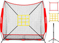 7x7 ft Baseball Net with Batting Tee and Ball Collection - Practice