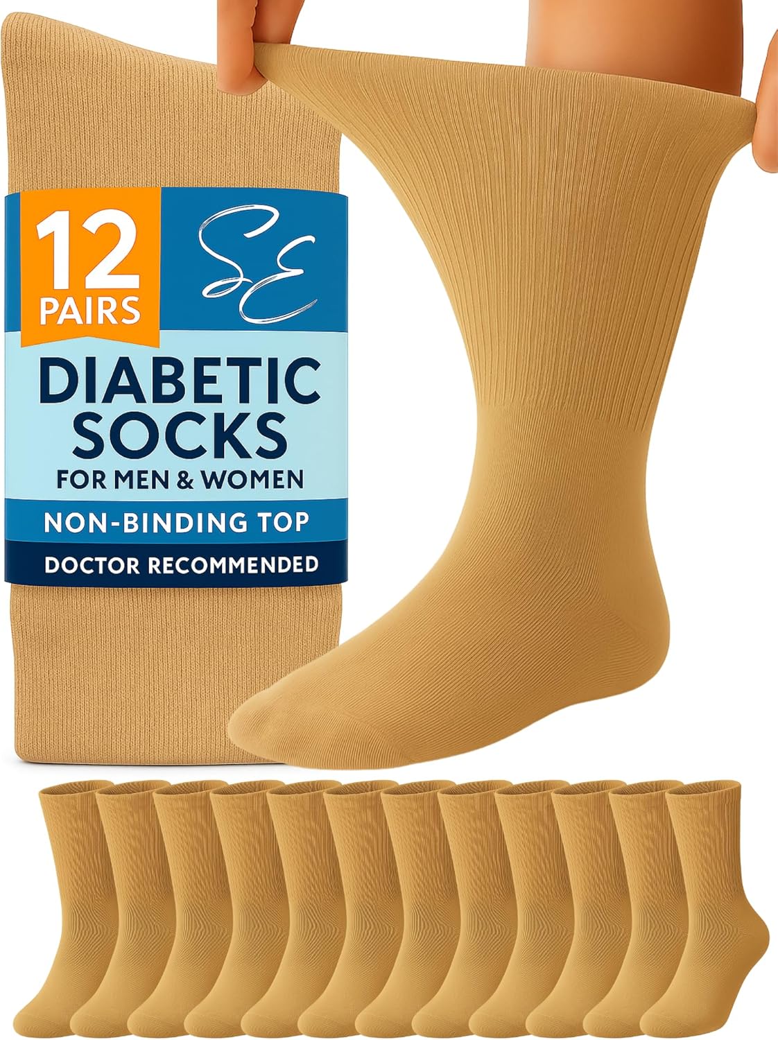 Special Essentials Diabetic Socks for Men & Women - 12 Pairs