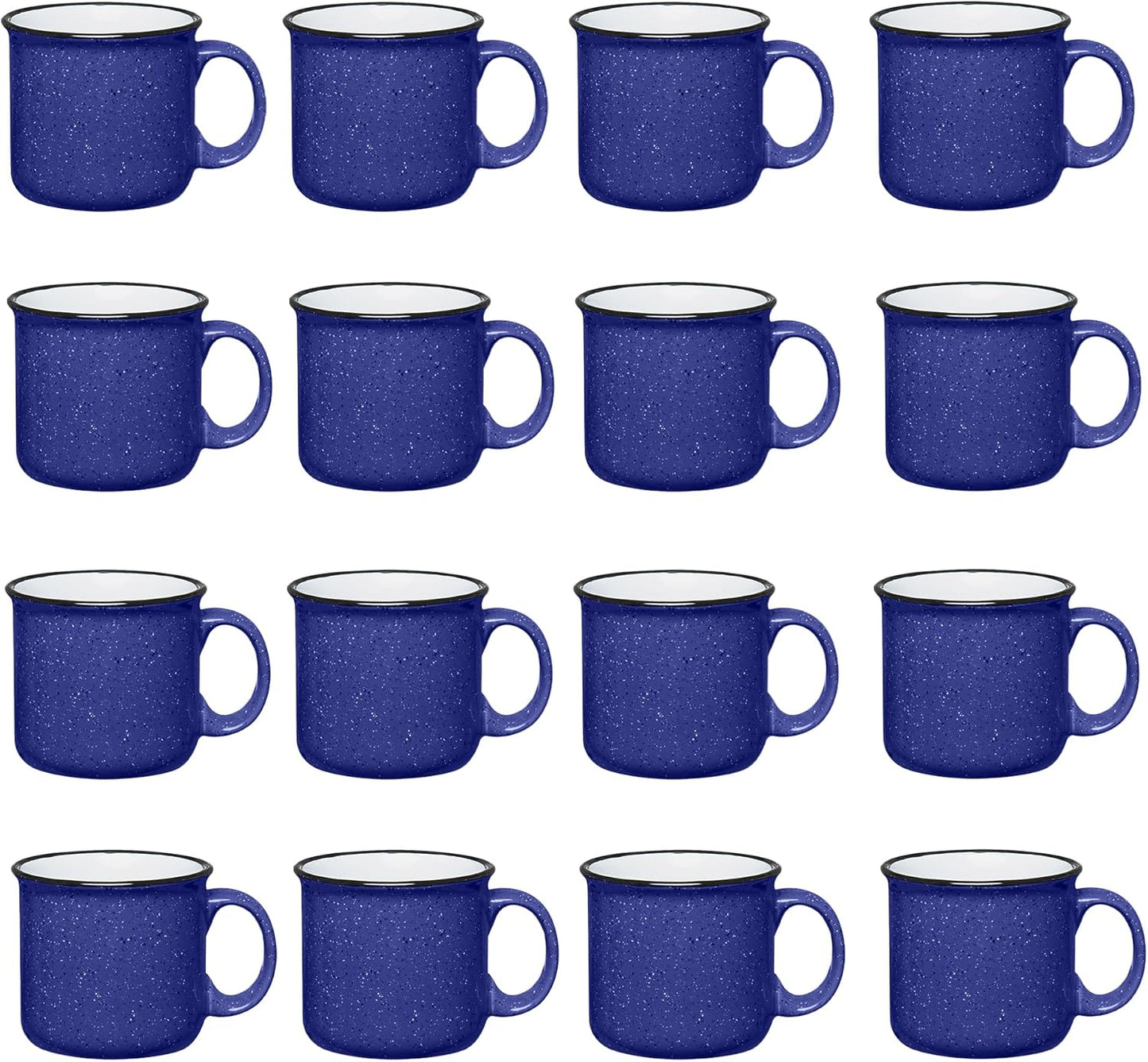 Set of 16 Ceramic Campfire Mugs for Coffee, Tea, and More