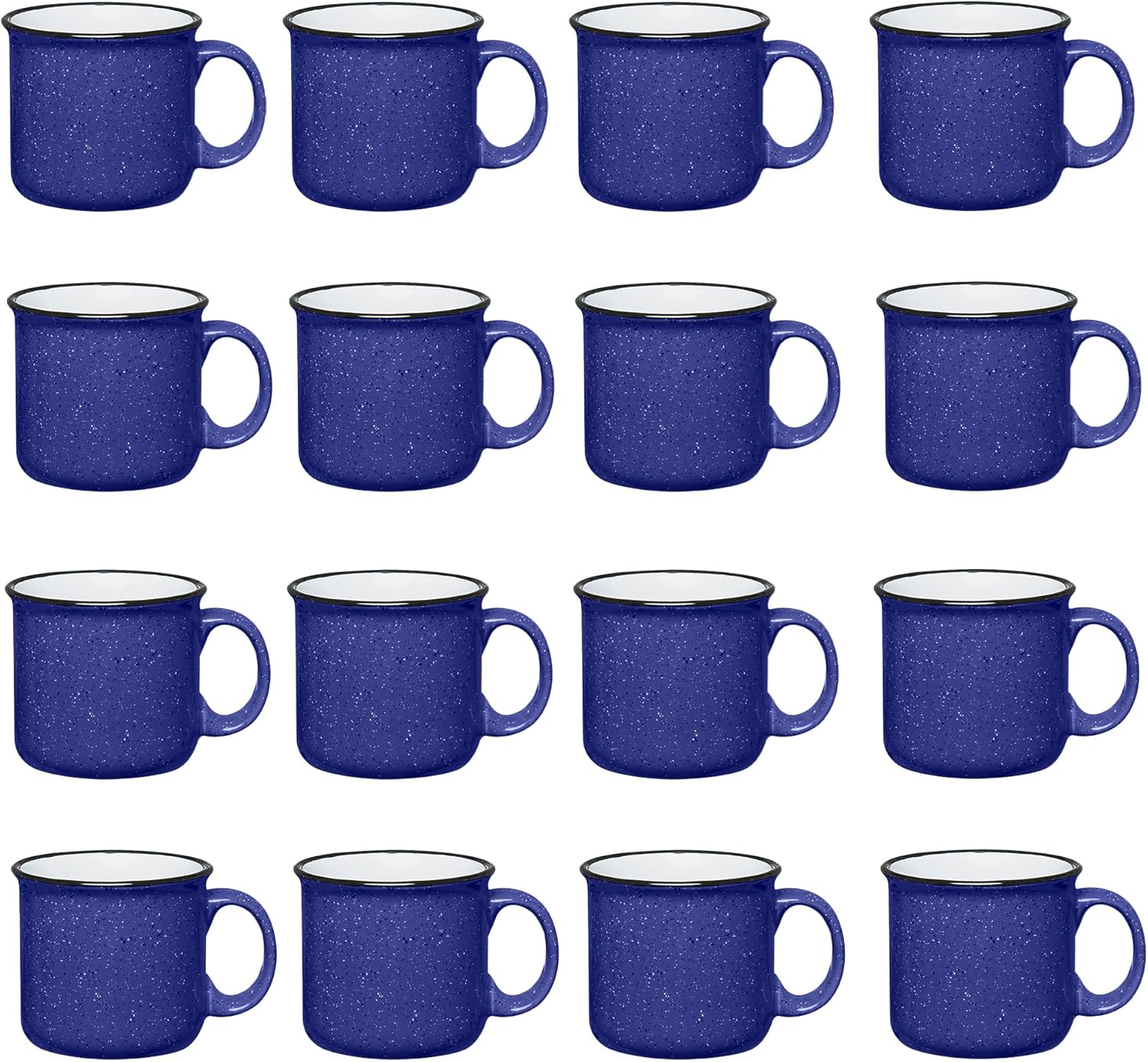 Set of 16 Ceramic Campfire Mugs for Coffee, Tea, and More