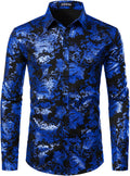 ZeroYaa Men's Luxury Paisley Dress Shirt - Slim Fit Party Shirt