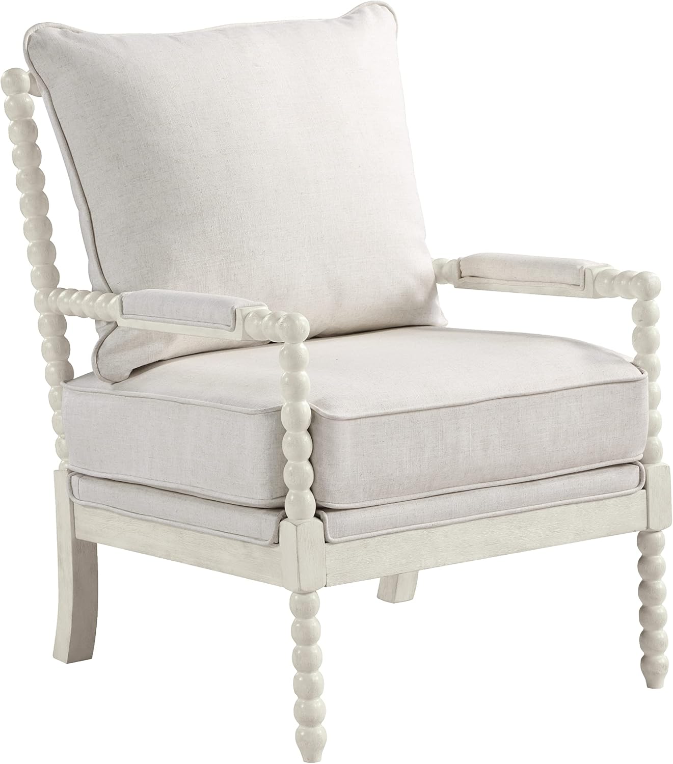 Kaylee Spindle Accent Chair: Antique White Frame