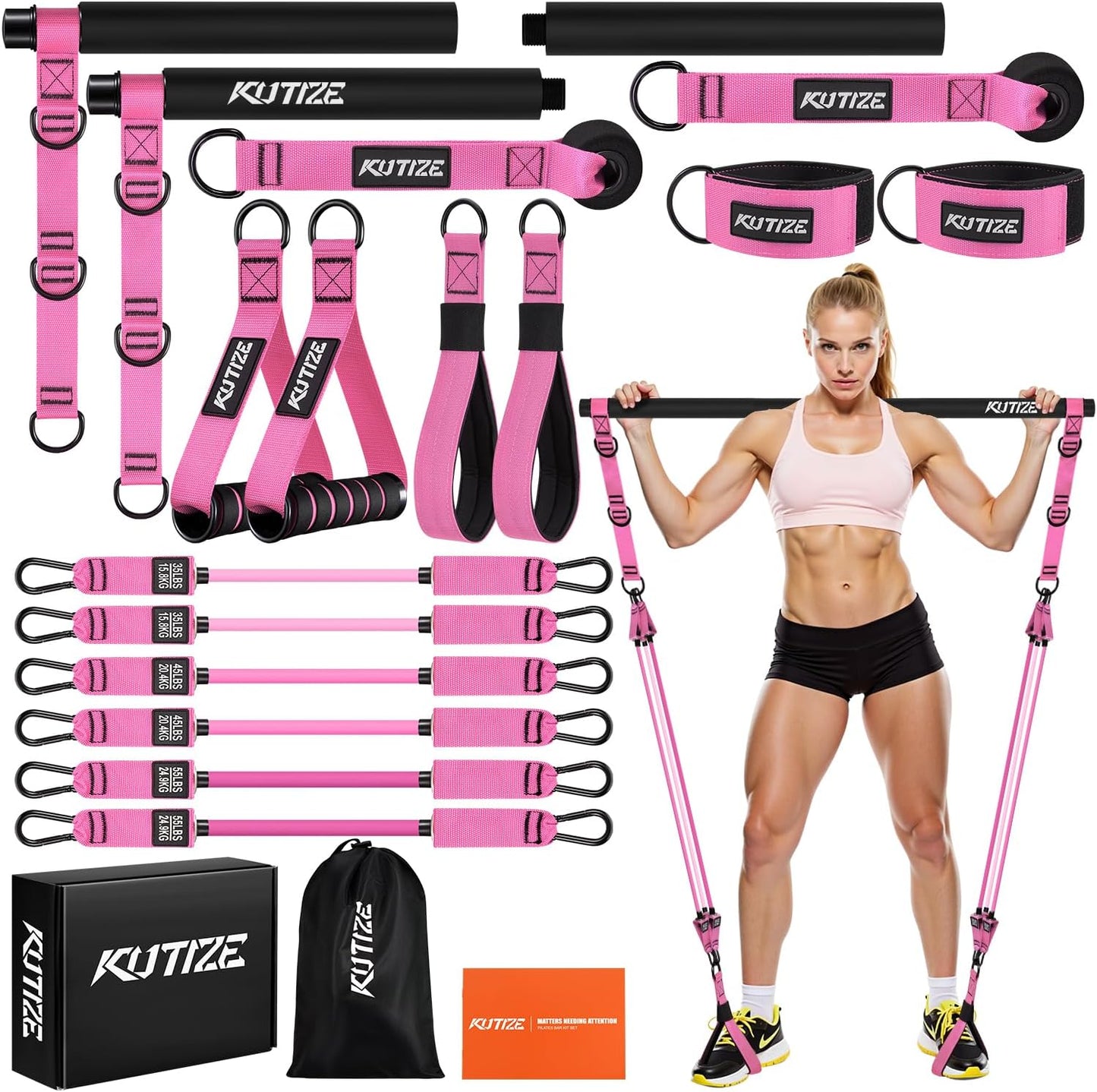 Pilates Bar Kit with Resistance Bands for Full Body Workouts