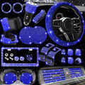 NBTEPEM 27 PC Blue Bling Car Accessories Set for Women - Sparkle