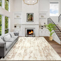 8x10 Washable Area Rug Beige Grey - Soft Low Pile Abstract