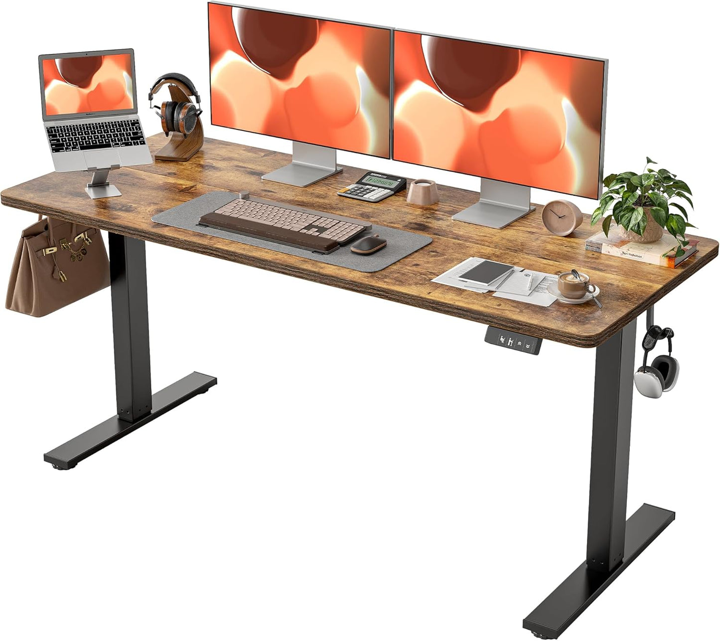 TIQLAB Electric Standing Desk - Adjustable Height Home Office Table
