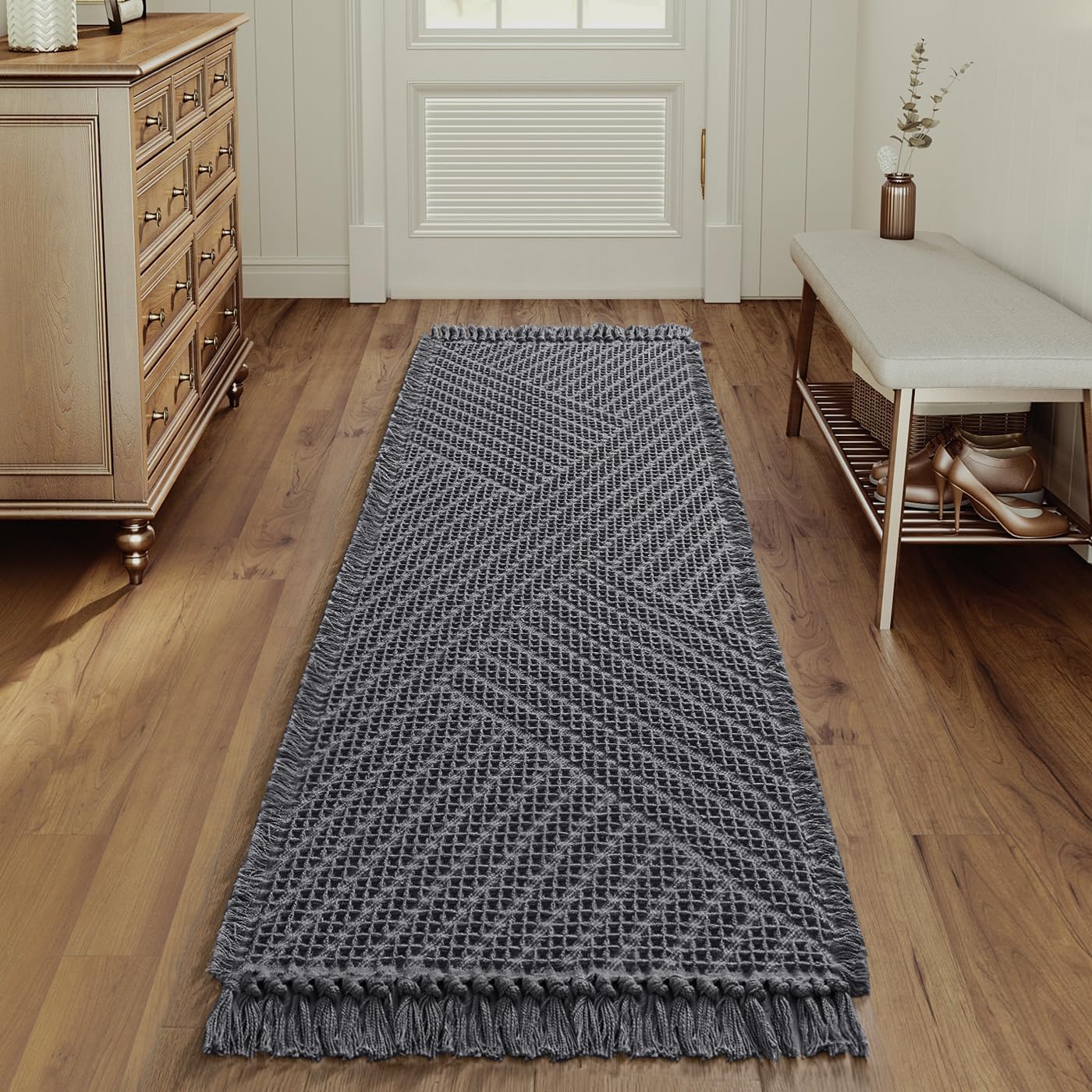 H.VERSAILTEX Waffle Bath Runner Rug Super Absorbent Non Slip