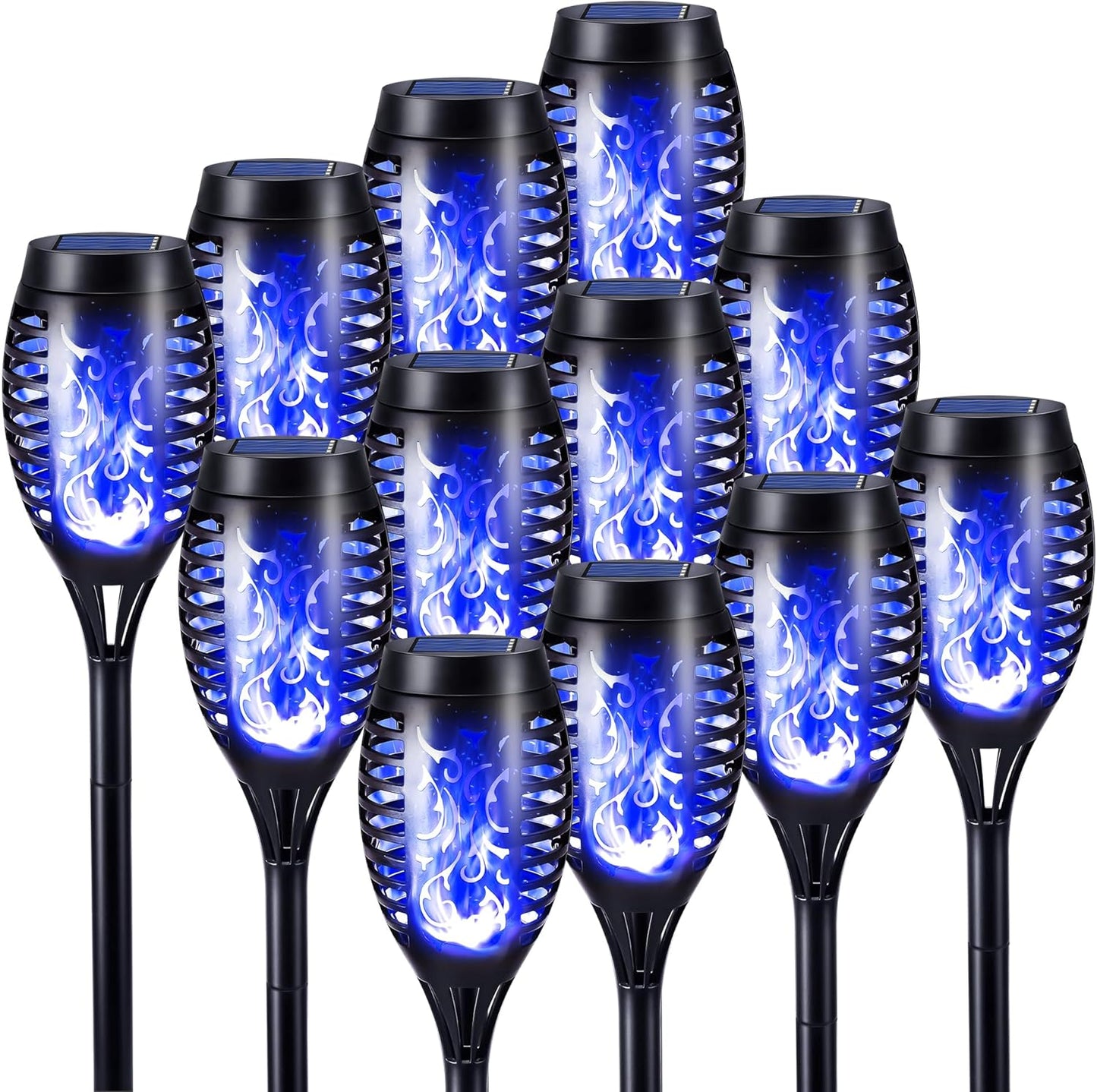 Toodour Solar Torch Flame Lights - 12 Pack Outdoor Flickering