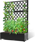 Metal Planter Box with Trellis & Wheels - Vertical Raised Bed