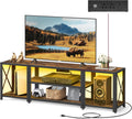 VASAGLE TV Stand with Power Outlets and LED Lights - Organized Home