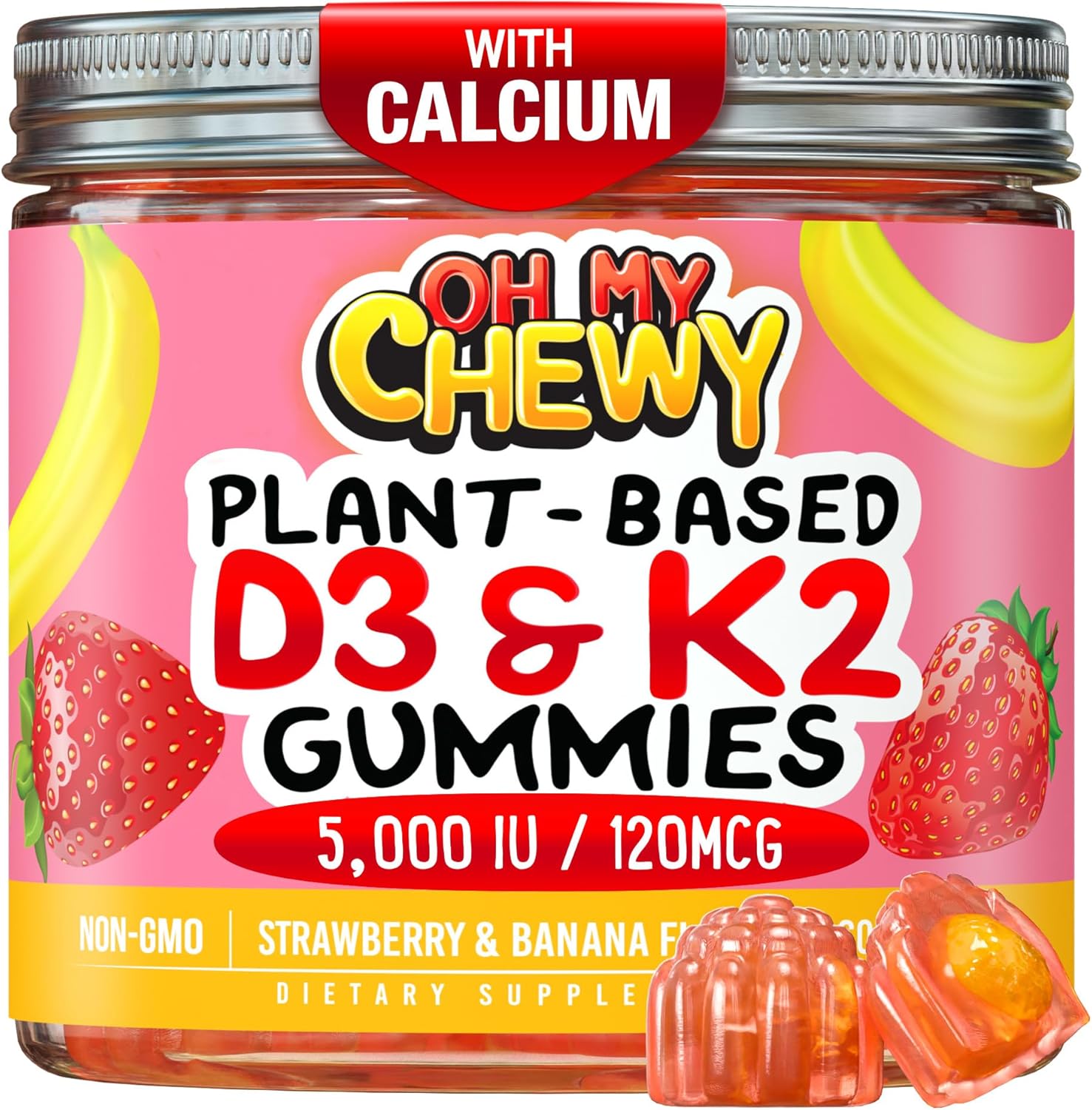 Center-Filled Vitamin D3 K2 Gummies for Healthy Bones & Teeth