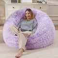5FT Bean Bag Cover for Stuffed Animals - Plush Purple Cover