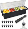 Esatto Condiment Containers Bar Caddy with Lids and Pourers - Ready