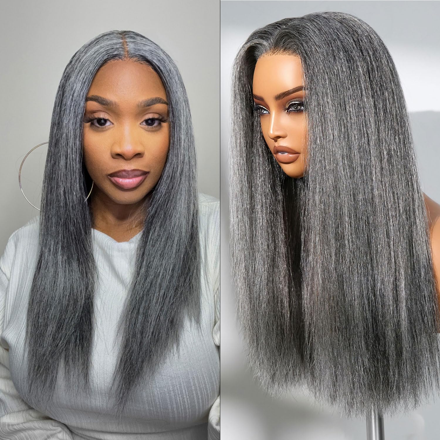 LUVME HAIR 16 Inch Grey Salt & Pepper Silky Straight Wig Review