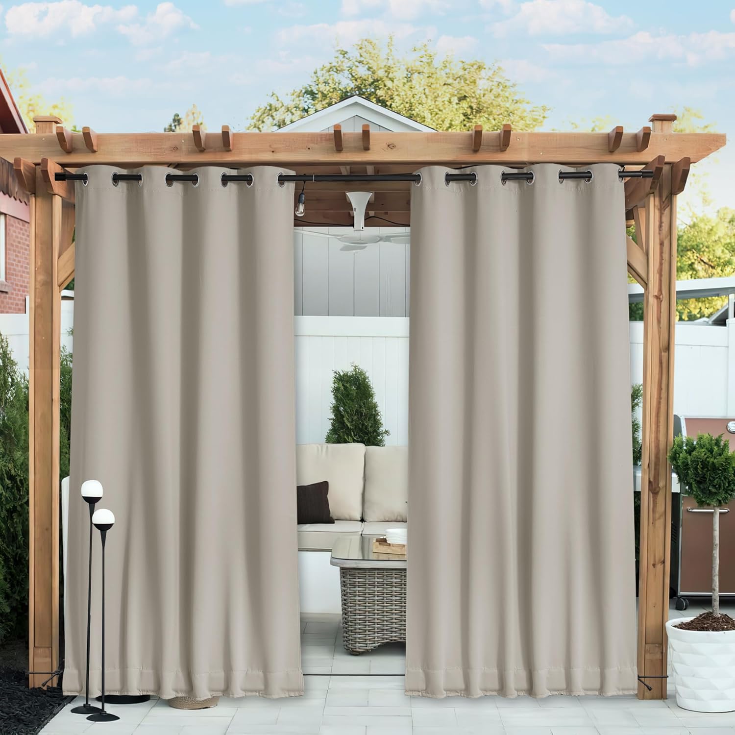 NICETOWN Outdoor Curtains for Patio Waterproof 108 in Long