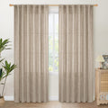 Dark Oatmeal Linen Semi Sheer Curtains 80 in Length - Light Filtering