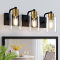 Bathroom Light Fixtures Matte Black and Gold 3-Light - Modern Vanity