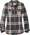 Women's Long Sleeve Plaid Flannel Button-Up Shirt - 100% Cotton