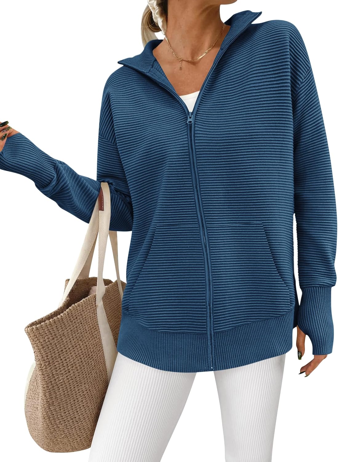 PRETTYGARDEN Womens Fall 2025 Long Sleeve Zip Up Cardigan