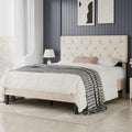 VECELO Queen Size Bed Frame Upholstered with Adjustable Headboard