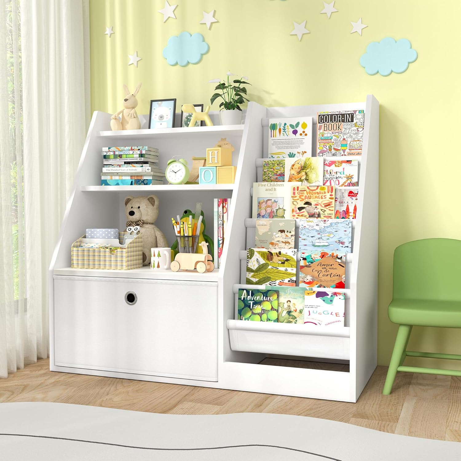 TOETOL Kids Bookshelf - 3-Tier Wooden Book Storage Organizer