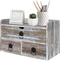 Washed Brown Wood Desk Organizer for Home Office Supplies