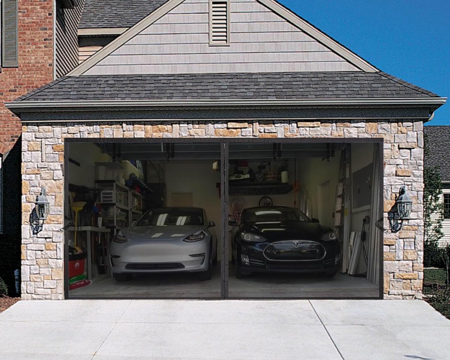 Magnetic Retractable Garage Door Screen 16x7 FT for Easy Use