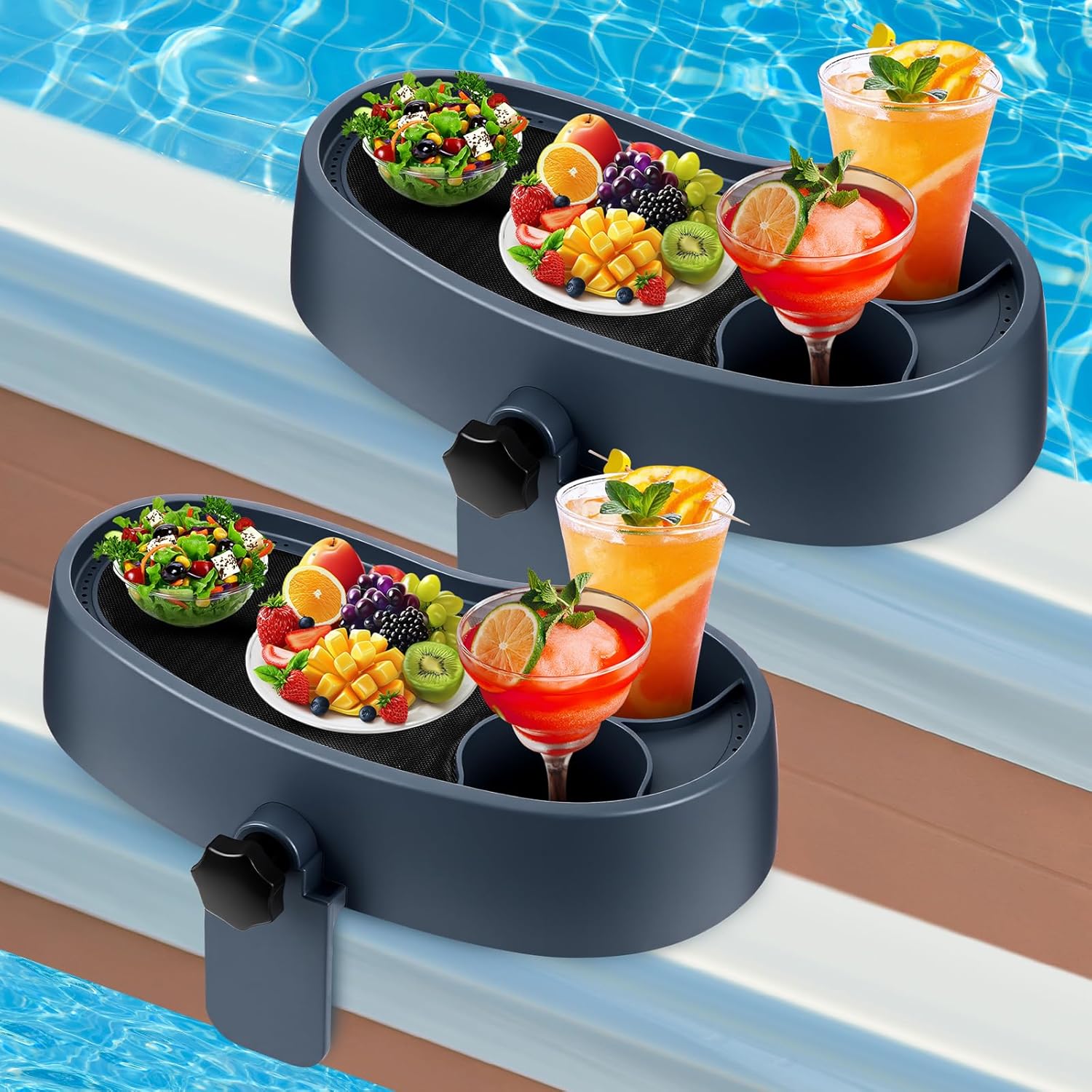 Geelin Hot Tub Table Tray with Adjustable Cup Holders for Spa