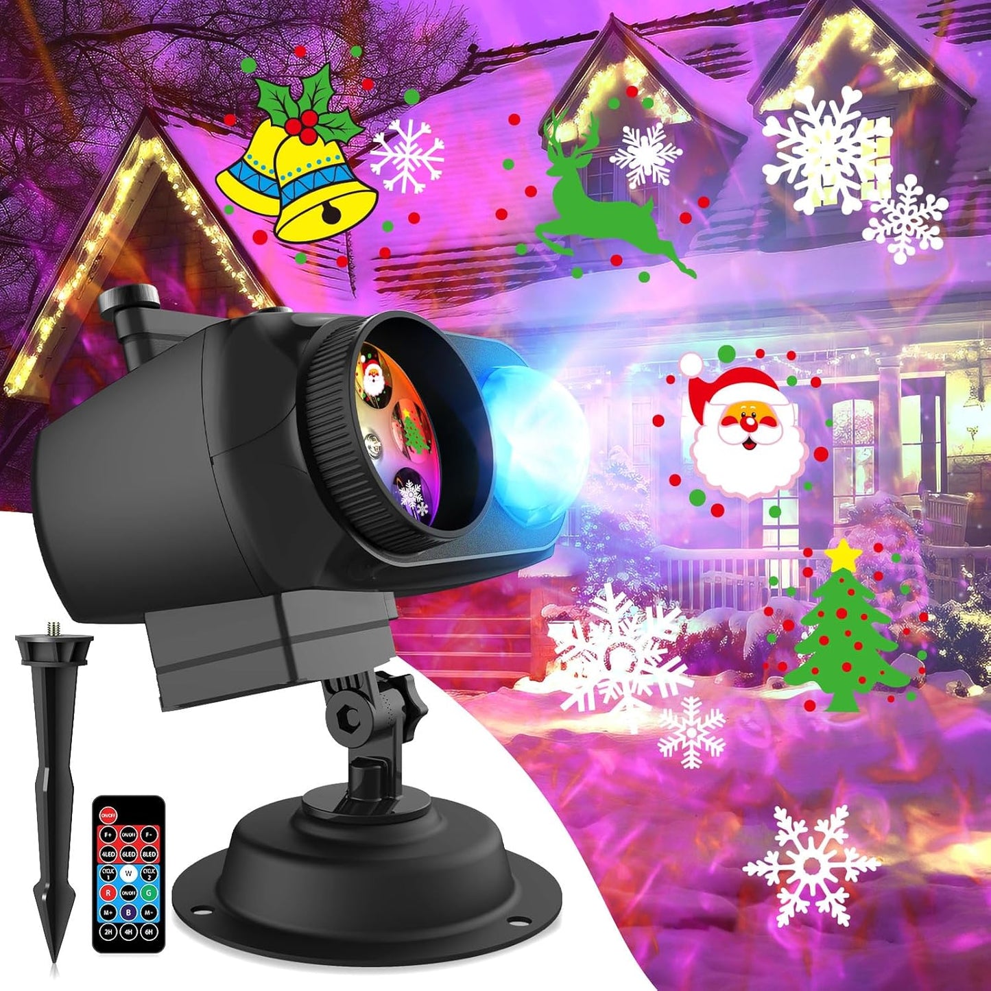 Zordin Christmas Projector: 100 HD Patterns, Remote Control