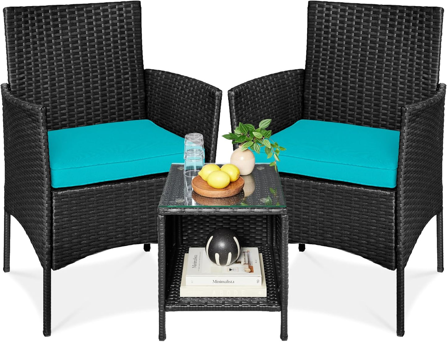 Best Choice Products 3-Piece Outdoor Wicker Bistro Set for Patio