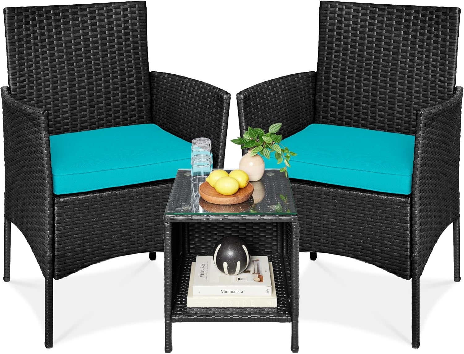 Best Choice Products 3-Piece Outdoor Wicker Bistro Set for Patio