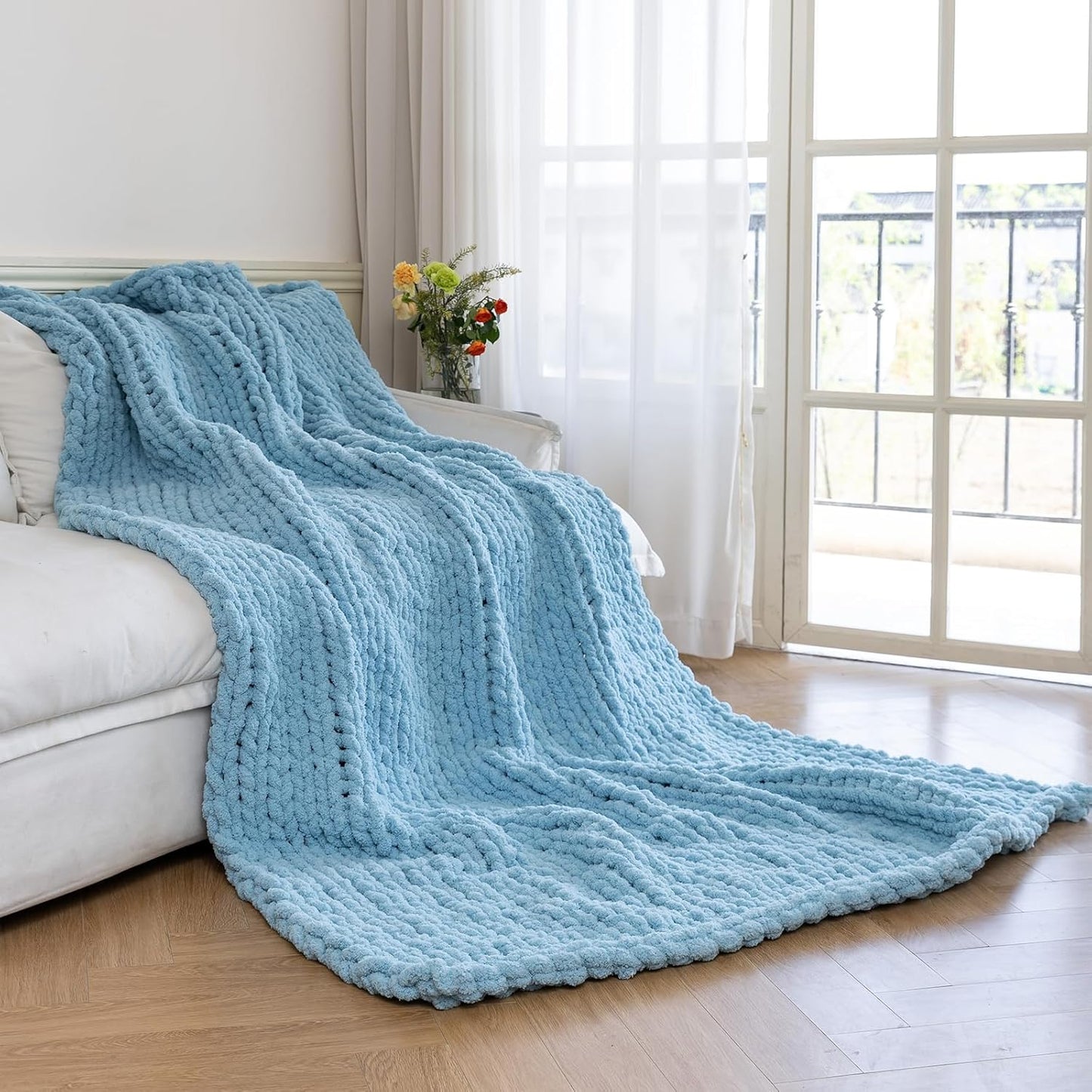 Chunky Knit Blanket - Luxury Soft Cozy 50in x 60in Throw