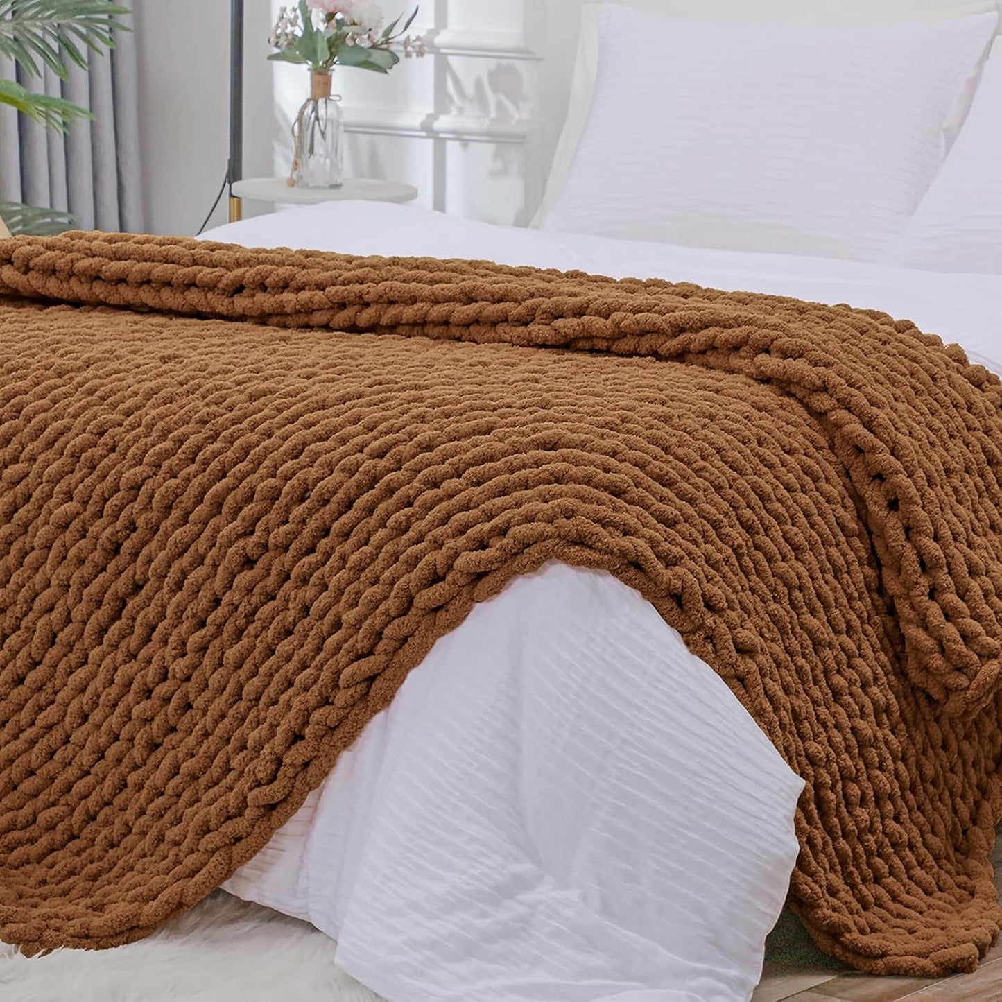 Bigacogo Chunky Knit Throw Blanket for Cozy Living Room Decor