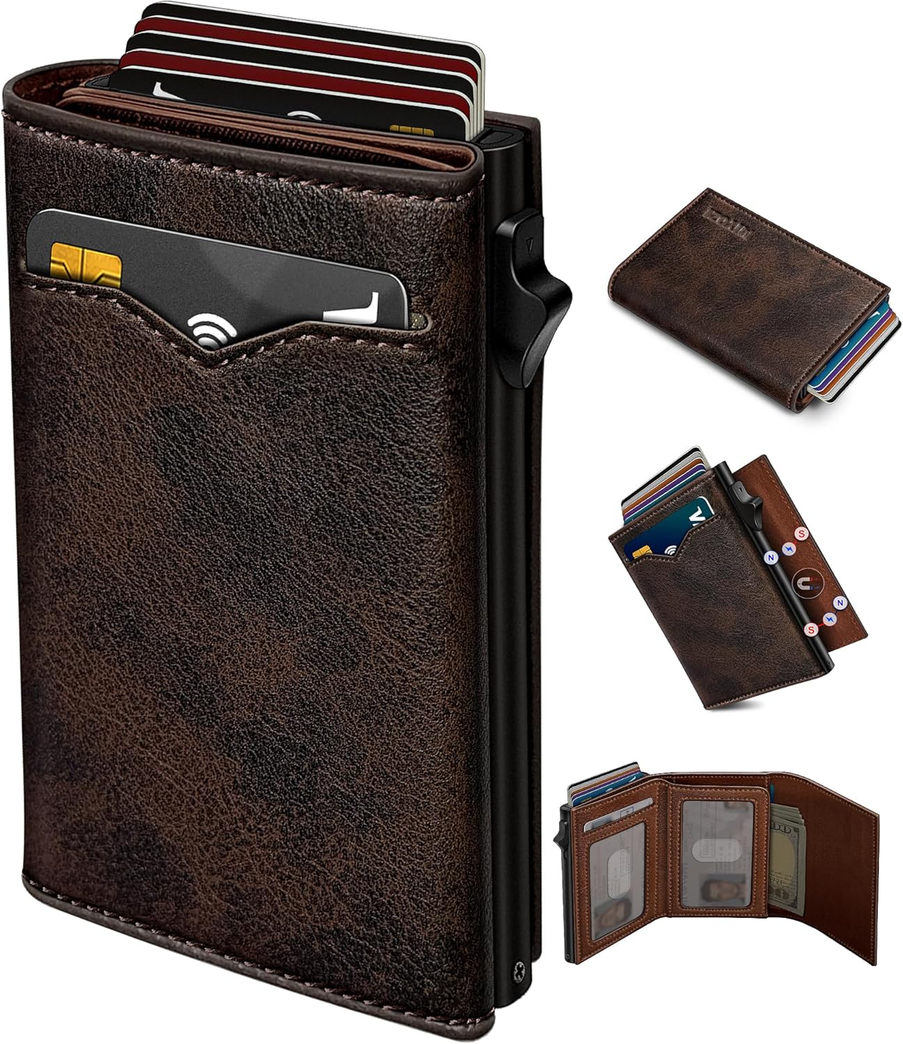 Wallet for Men with Cash Pocket and RFID Blocking Features