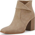 LAICIGO Women's Square Toe Ankle Boots High Chunky Heel - Stylish slip