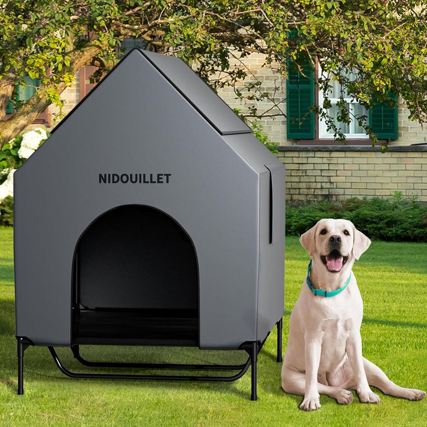 48 Dog House for Large Dogs Weatherproof Elevated Bed Design