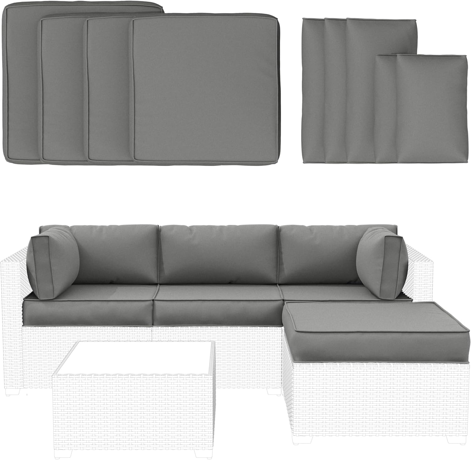 9 Pcs Outdoor Patio Furniture Cushions Covers Replacement Set
