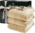 Beautyrest Twin Blanket with Tan Finish - Plush Heated Twin Blanket