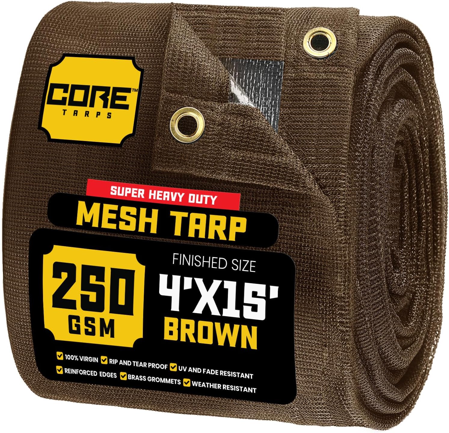 Core Tarps 60% Brown Shade Cloth - Heavy Duty Mesh Tarp