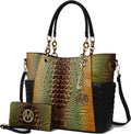 MKF Collection Tote Bag for Women - Crocodile-Embossed Vegan Leather