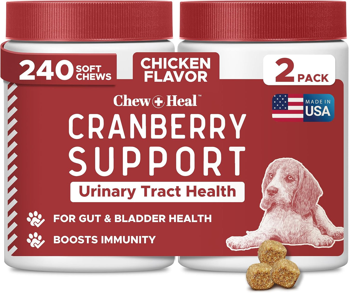 Dog UTI Treatment Cranberry Supplement for Dogs - 240 Soft Chews